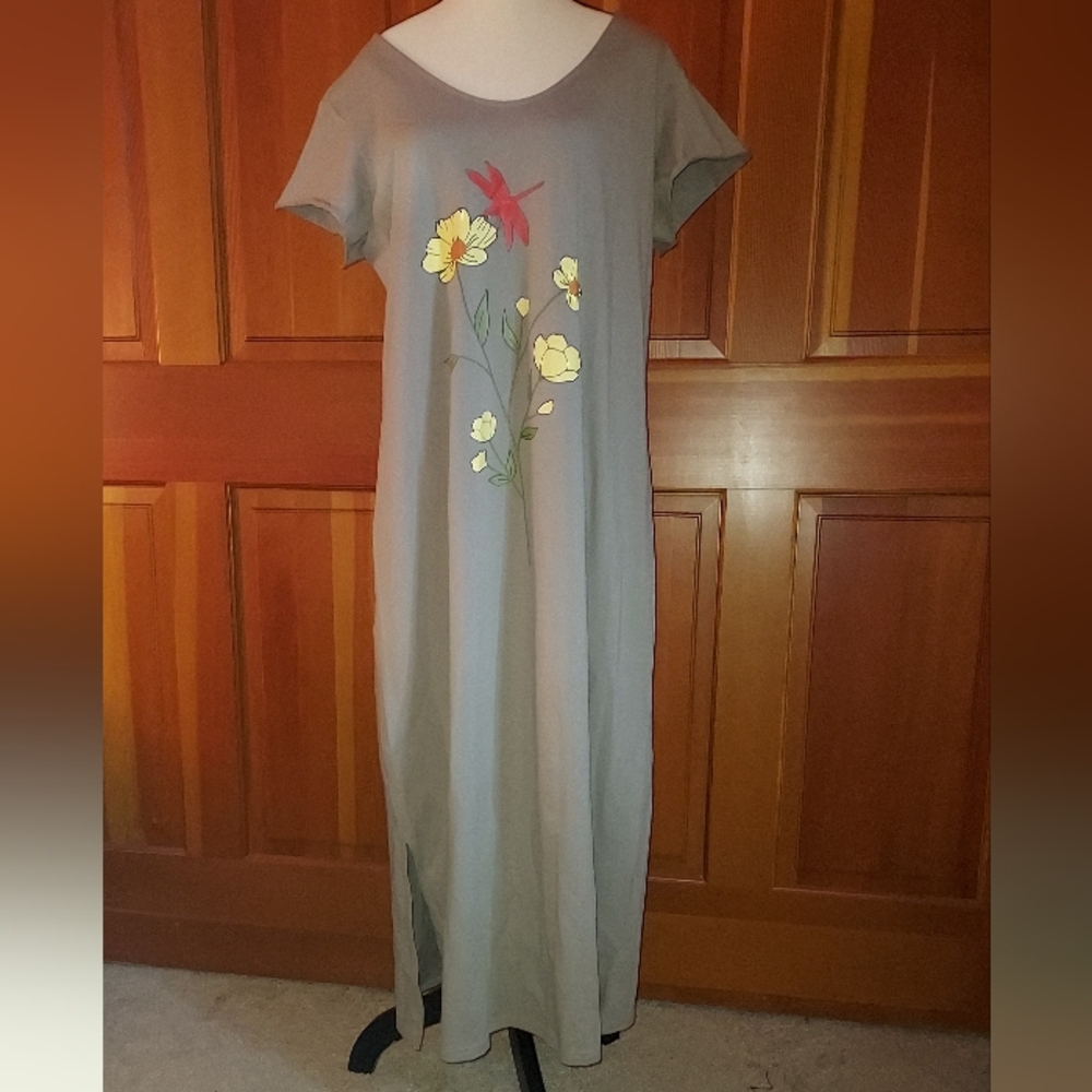 Tendency Floral Gray Maxi Dress Size L